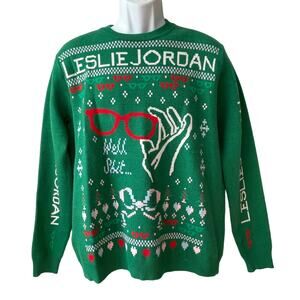 The Fabulous Leslie Jordan WELL SH!T Ugly Christmas Sweater Size Small